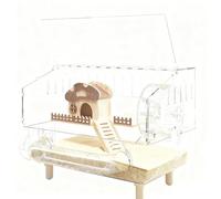 Grande cage pour hamster - Acrylique 43,2 x 27,9 cm | Habitat pour hamster en acrylique avec réservoir de visualisation transparent, voyage, jeu et exercice, cage pour hamster syrien | Affichage