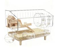 Grande cage pour hamster - Habitat d'élevage transparent à 2 niveaux | Cage en acrylique pour hérisson de 45 x 28 x 33,8 cm - Pour hérisson, furet, gerbe et petits animaux de compagnie
