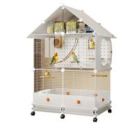 Grande cage pour perroquet - Grand toit spacieux pour conure, perruche, pinson, cône à joues vertes, inséparables - Cage à oiseaux fonctionnelle