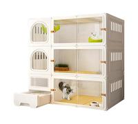 Grande cage transparente pour chat avec bac à litière, villa intérieure à 3 étages et abri de terrasse extérieur pour chats