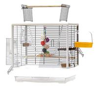Grande Cage Transparente pour Perroquet, Cage À Oiseaux Décorative De Jardin, Nid avec Mangeoire Et Support en Bois, Volière en Acier Inoxydable Facile À Monter.(Set-B)