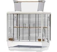 Grande Cage Transparente pour Perroquet, Cage À Oiseaux Décorative De Jardin, Nid avec Mangeoire Et Support en Bois, Volière en Acier Inoxydable Facile À Monter.(A)