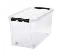 Grande Caisse de rangement à roulettes 70 litres - Clips Noirs