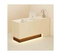 Grande caisse enregistreuse moderne avec tiroir verrouillable - Élégant comptoir de réception pour bureaux, salons de beauté et magasins de détail (abricot-noyer, gauche 90)