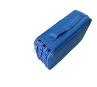 Grande capacité 2/3/4 couches Oxford Trousse à crayons de forme carrée pour peinture Accessoires de bureau, Bleu-52 trous, Bleu-52 trous