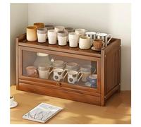 Grande Capacité Bois Pain Stockage Bin avec Porte en Verre Cuisine Comptoir Vaisselle Armoire de Rangement pour la Ferme Nization 80cm/31.4in Hauteur
