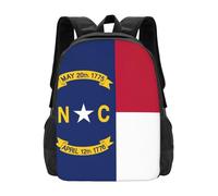 Grande Capacité Cartable Scolaire Impression du Drapeau De L'État De Caroline du Nord Sac À Dos De Voyage Polyester Sac À Dos d'affaires pour Randonnée, Bureau, Gym, 42X32X14Cm