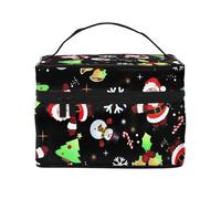 Grande capacité de voyage Merry Christmas Cosmetic Bag Canvas Ladies Toiletry Bag Multi-Pocket Cosmetic Bag with Handle Christmas Holiday Cosmetic Bag, Noir , Taille unique