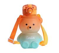 Grande capacité Dessin animé Ours Tasse de paille en plastique Enfants Sac à dos portable Chaudière Bouteille d'eau Tasse avec paille Fille Tasse léchage