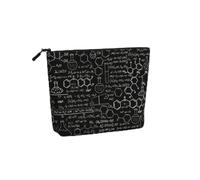 Grande capacité, illustration abstraite, science, chimie, illustration 3D, faux chanvre trousse de maquillage, trousse de toilette, sac de voyage avec fermeture éclair.