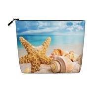 Grande capacité Imprimé étoile de mer Une seule couche Faux Lin Cosmétique Trousse de Soins Personnels Organisateur Convient pour diverses occasions