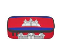 Grande Capacité Porte-Crayon Drapeau Du Cambodge Imprimé Sac Porte-Stylo Portable Étui À Stylo Pour Adolescent, Garçon, Étudiant, 20X9X4Cm