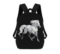 Grande Capacité Sac À Dos d'affaires Cheval Blanc Sauvage Imprimé Sacs De Voyage Utilisation Quotidienne Cartable Scolaire pour Scolaires, Voyage, Bureau, 42X32X14Cm