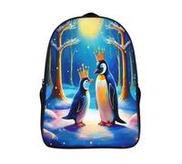 grande capacité sac à ordinateur portable 2 compartiment hiver fantastique sac d'école voyage le roi des pingouins 3d imprimé sacs d'école-16,12 ans et plus pour les voyages les affaires