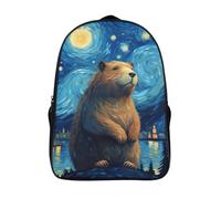 grande capacité sac d'école voyage pour adolescent et adulte ciel étoilé imprimé 3d sac à dos 2 compartiment castor unisexe mode sac à dos-16,pour les voyages les affaires