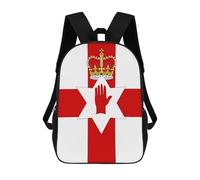 Grande Capacité Sacs À Dos Drapeau De L'Irlande du Nord (Royaume-Uni) Sacs D'École Loisir Polyester Sac À Dos De Voyage pour Scolaires, Gym, Voyage, 42X32X14Cm
