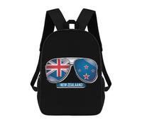 Grande Capacité Sacs À Dos Lunettes avec Le Drapeau De La Nouvelle-Zélande Cartable Scolaire Multicolore Sac À Dos d'affaires pour Voyage, Scolaires, Voyage, 42X32X14Cm
