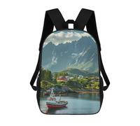 Grande Capacité Sacs D'École Loisir_Reine Village Îles Lofoten Norvège Cartable Scolaire Polyester Sacs À Dos pour Randonnée, Gym, Voyage, 42X32X14Cm