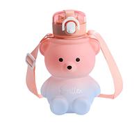 Grande capacité Tasse de paille d'ours de dessin animé Enfants Portable Sac à dos Bouilloire Bouteille d'eau Tasse avec paille Fille Tasse d'eau Bouteille d'eau anti-fuite