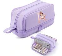 Grande capacité Trousse à crayons multifonction violet macaron, sac de rangement de papeterie en tissu Oxford imperméable, pochette à crayons portable avec grande fermeture éclair, convient aux garçon