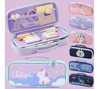 Grande Capacité Trousse École, Licorne School Papeterie Boîte Fille, Étui à crayons licorne, beau et mignon, adapté aux filles comme cadeaux d'école-Licorne violette (Une seule trousse,pas de stylo)