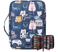 Grande Capacité Trousse Scolaire Pour Crayon De Couleur 220,Étui À Crayons Art Sac Rangement Pour Artiste Peinture Palette Couteaux,Pinceau Aquarelle,Outils Diy(Le Chat)