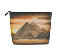 Grande capacité vintage Grande pyramide égyptienne imprimée monocouche imitation lin Trousse de maquillage Organiseur de soins personnels Convient pour diverses occasions
