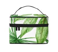 Grande capacité Voyage Tropical Palm Banana Leaves Cosmetic Bag Canvas Ladies Toiletry Bag Multi-Pocket Cosmetic Bag with Handle Christmas Holiday Cosmetic Bag, Noir , Taille unique