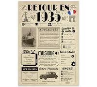 Grande Carte Anniversaire 91 Ans femme et homme - Idée Cadeau 91 ans femme et homme - Decoration Anniversaire 91 ans - Félicitations Happy Birthday Card - Cadeau Original Retour en 1935