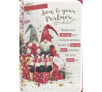 Grande carte de Noël pour fils et partenaires, motif nains de Noël mignons, 17,8 à 25,4 cm