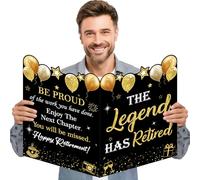 Grande carte de retraite noire et dorée pour signer un livre d'or géant avec enveloppe, cadeaux d'adieu, décorations de fête pour homme et femme, 35,6 x 55,9 cm