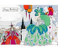 Grande carte de vœux « Happy Birthday » avec inscription « Happy Birthday » et « People » et « Elegant Glamour Vintage »