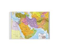 Grande carte murale du Moyen-Orient - Impression sur toile - Décoration murale moderne pour chambre à coucher - 20 x 30 cm