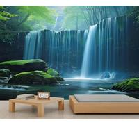 Grande Cascade Murale Forêt Verte Cascade Murale Murale Roches Moussu Mural Paysage Oriental Papier Peint Muraux pour Salon Chambre 430 x 300 cm