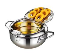 Grande casserole à frire en acier inoxydable - Grande casserole à frire en acier inoxydable, grande friteuse, égouttoir amovible pour préparer