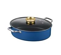 Grande casserole à vapeur ovale multi-usage en acier inoxydable pour rôtir des poissons, cuit-vapeur elliptique avec support pour cuire à la vapeur du poisson, bleu 1