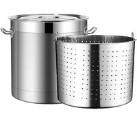 Grande Casserole commerciale avec panier à tamis 27 QT/45QT/63QT pour crustacés, crustacés, casserole, dinde, friteuse, soucoupe avec couvercle pour la cuisson et la vapeur de 40 cm