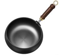 Grande casserole en fonte forgée à la main de 26 cm de profondeur pour saisir et braiser - Wok robuste pour plaque à induction noire (A)