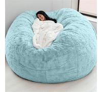 Grande Chaise Pouf,Meubles Géants Remplis De Mousse Couvertures Lavables en Machine,Grande Housse Ronde Ronde Douce Et Moelleuse en Fausse Fourrure Beanbag Lazy Sofa Bed Cover, 15, 7ft