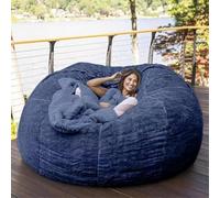 Grande Chaise Pouf,Meubles Géants Remplis De Mousse Couvertures Lavables en Machine,Grande Housse Ronde Ronde Douce Et Moelleuse en Fausse Fourrure Beanbag Lazy Sofa Bed Cover, 11, 7ft