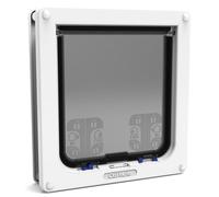 Flamingo - Grande chatière, 23.5 x 25.2 cm extérieure 4 positions tunnel intégré 50 mm, blanche et marron pour chat et petit chien