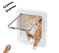 Grande chatière pour animaux de compagnie (taille extérieure 26,3 x 2 x 29,79 cm), porte pour animal de compagnie avec télécommande et 2 colliers RFID, 4 modes de commutation pour animaux de compagnie