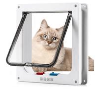 Grande chatière pour chat - 24 x 23 cm - Verrouillage 4 voies - Résistant aux intempéries - Pour portes intérieures et extérieures - Convient aux animaux domestiques de moins de 58,4 cm - Blanc - L