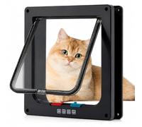 Grande chatière pour chat - Verrouillage 4 voies - Résistant aux intempéries - Pour portes intérieures et extérieures - Convient aux animaux domestiques de moins de 58,4 cm - Noir - L