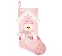 Grande chaussette de Noël avec motif Père Noël à suspendre, offrant un grand espace pour le remplissage, construction en tissu pour décoration festive de la maison (E-W86)