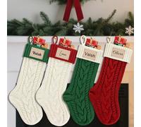 Grande chaussette de Noël avec noms personnalisés - 40,6 cm - Gravure au laser - Décorations à suspendre pour Noël, cadeaux de fête et décoration pour cheminée