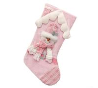 Grande chaussette de Noël en peluche avec paillettes roses, pour ranger des friandises et des jouets pendant les vacances (Père Noël)