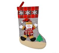 Grande chaussette de Noël sur le thème du Père Noël pour décoration à suspendre, spacieuse pour remplir de délices de vacances, fabriquée avec un tissu robuste (E-W104)
