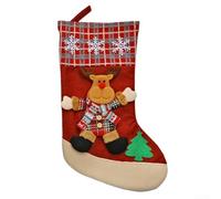 Grande chaussette de Noël sur le thème du Père Noël pour décoration à suspendre, spacieuse pour remplir de délices de vacances, fabriquée avec un tissu robuste (E-W105)