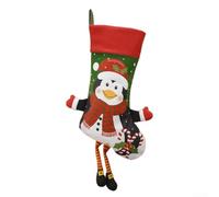 Grande chaussette de vacances avec décoration de Père Noël, peut être suspendue près d'une cheminée et pour remplir d'objets festifs (pingouin)